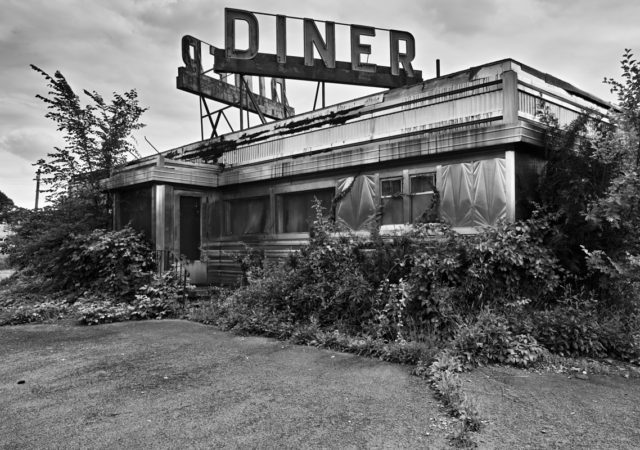 Abandoned Diner, White House, NJ. Shot with the Sigma SD1 and Sigma 17-50mm F2.8 EX DC OS HSM. X3F Raw file processed in Sigma Photo Pro 5.5 Monochrome mode.
