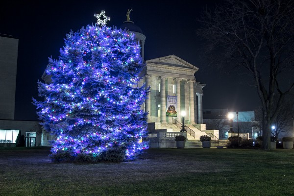 At 24mm at F4, both the tree and the courthouse are in sharp focus in this image made from a distance to frame both nicely. 3.2 sec F4 ISO 100, tripod, obviously. Canon Rebel T3i.