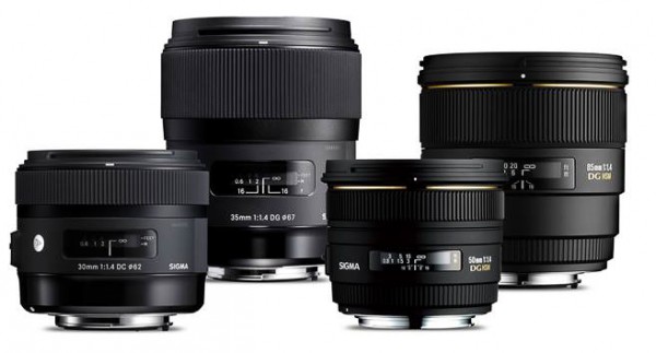 Here are four Sigma Prime lenses, each with an  F1.4 maximum aperture. As F/Stop is related to focal length, the area of the circle at maximum aperture is smallest on the 30mm F1.4 and largest on the 85mm F1.4. 