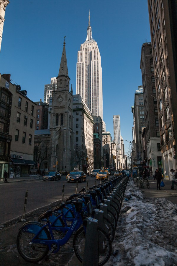 Empire State Building and Citi Bikes. 1/640 F6.3 ISO 100 on a 5D classic by Jack Howard