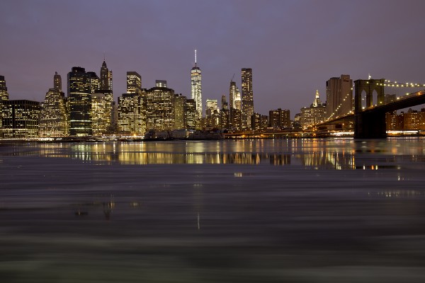 Lower Manhattan at night. 30 seconds at F11, ISO 100 by Patrick Santucci on the 6D.