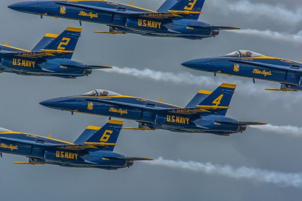 © 2016 Mike Busch | The Blue Angel formation shot above was  featured in Photoshop User Magazine.